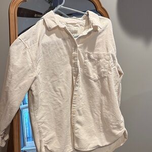American Eagle Outfitters Cream Button Down Shirt